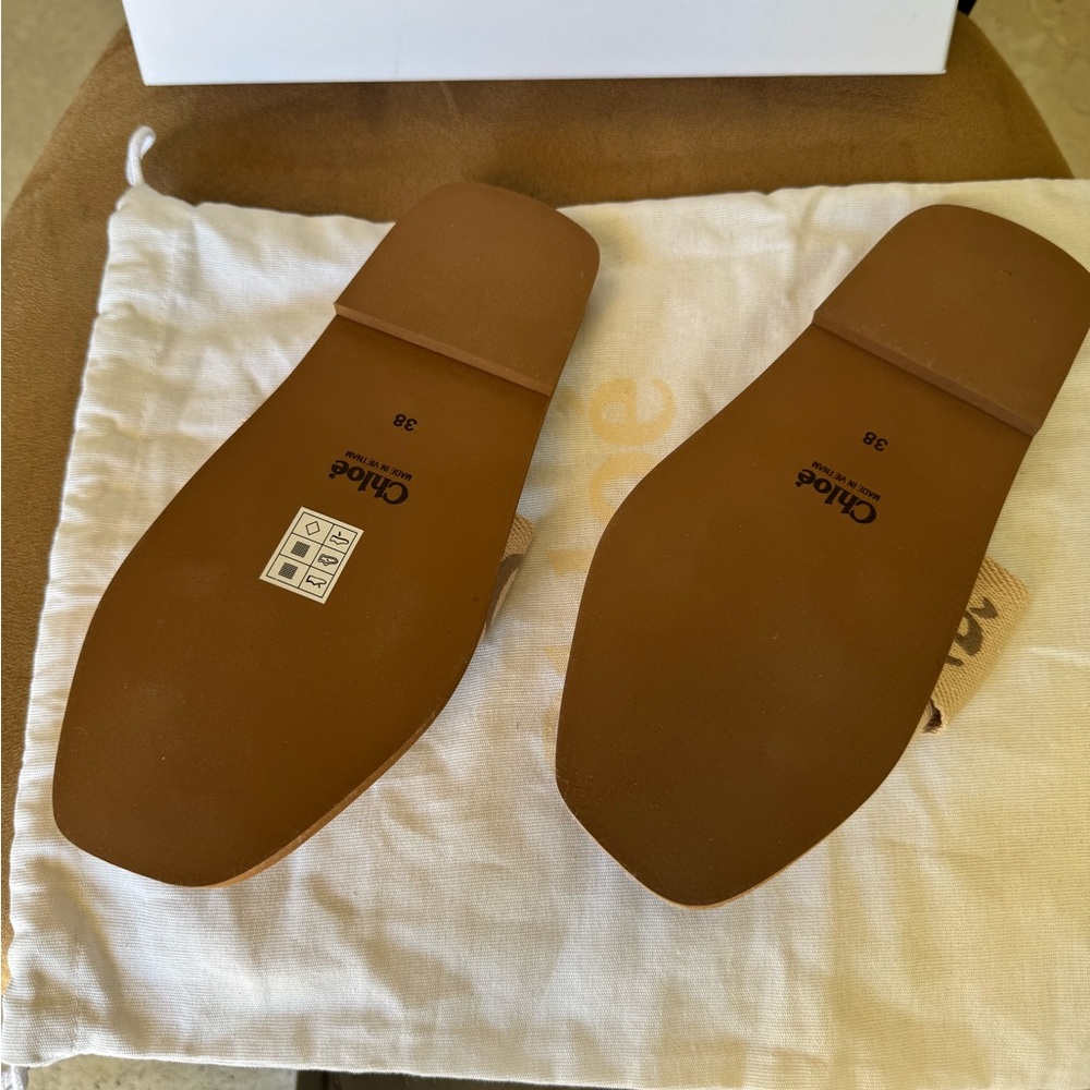 CHLOE women’s woody logo slides blushy beige BRAND NEW NEVER WORN size 38 - Picture 5 of 5
